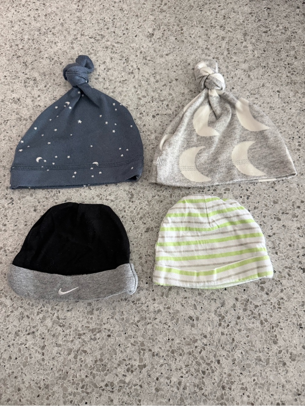 Nike Black Beanie with Gray - Baby Beanie with Gray Moon & Navy Star Knit Cap